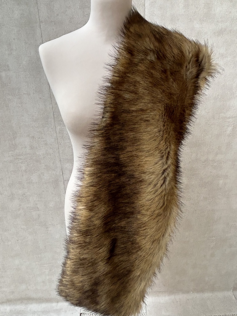 SANS MARQUE - Veste écharpe fourrure brun C03410