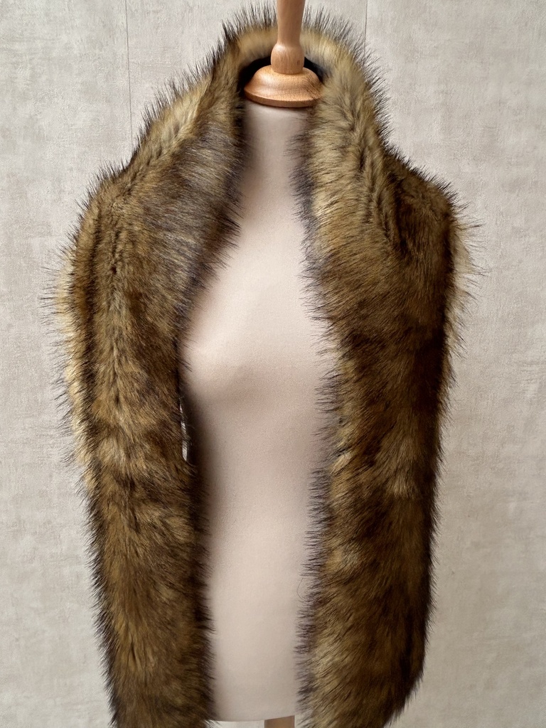 SANS MARQUE - Veste écharpe fourrure brun C03410