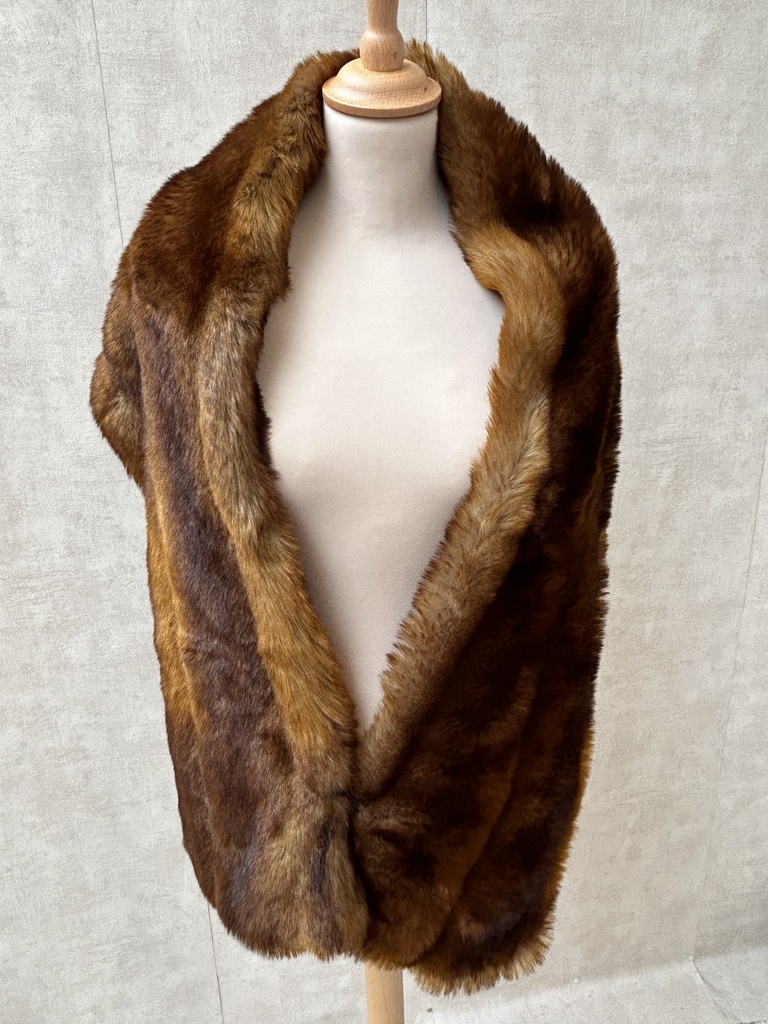 ESSENTIEL - Veste écharpe fourrure brun C03408