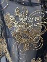 Veste écharpe perles noir doré C03415