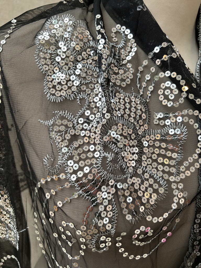 Veste écharpe perles noir doré C03416