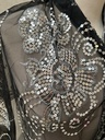 Veste écharpe perles noir doré C03416