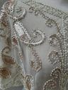 Veste capeline perles beige rose C03420