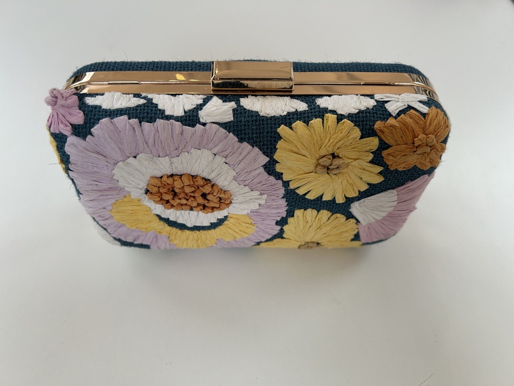 Sac fleuri bleu cyan - A1243