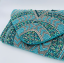 Giorgia & Johns - Sac Enveloppe Perle et Sequin Vert bleu - A1265