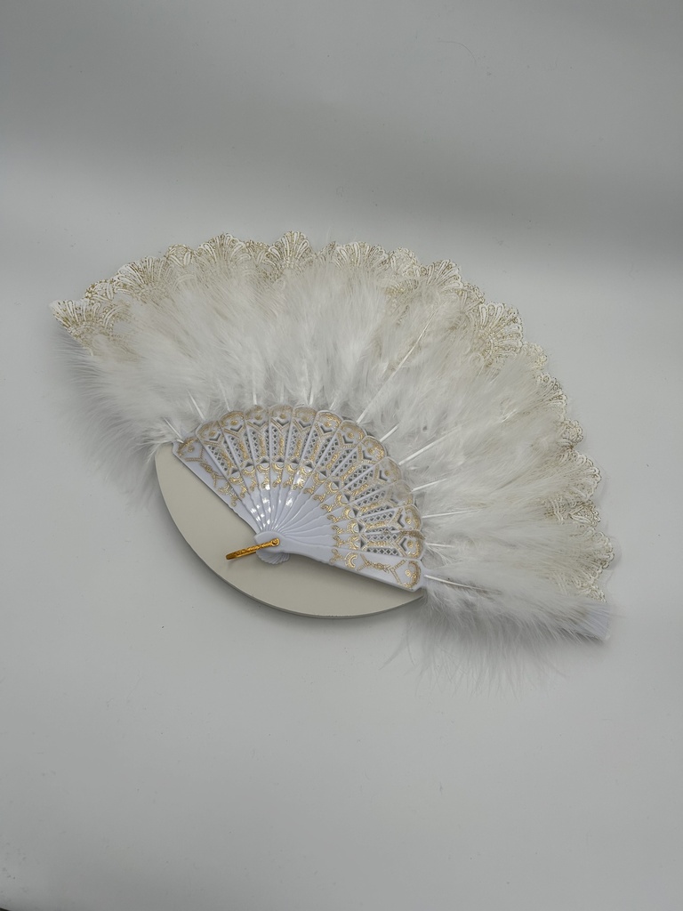 Années 20 - Eventail plumes blanc - A1272
