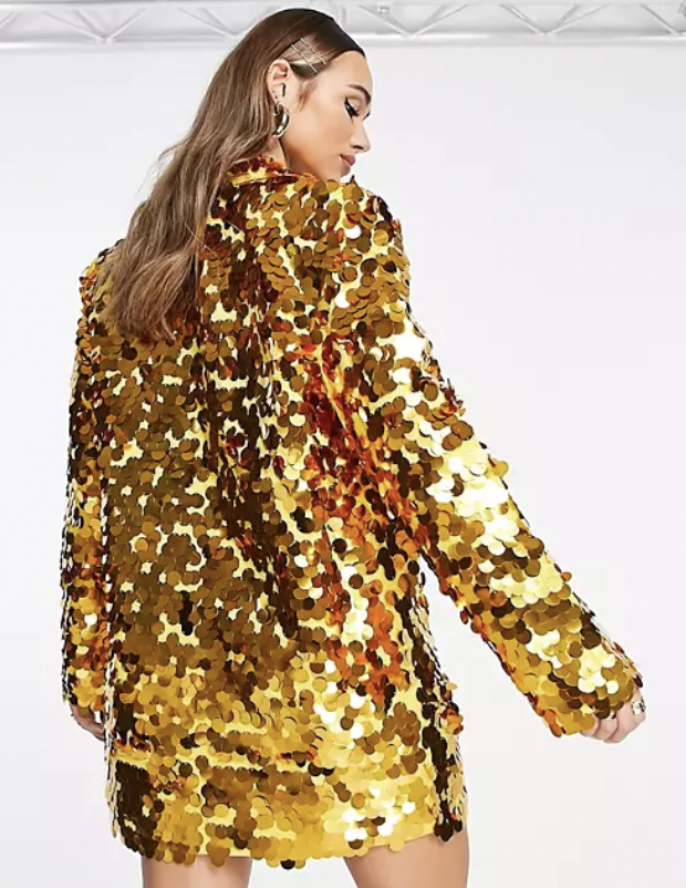 NA-KD - Robe blazer sequins dorés  - C03304