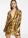 NA-KD - Robe blazer sequins dorés  - C03304