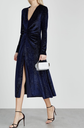 ROTATE - Robe mi-longue bleue velours irisée - C02837