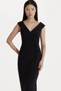 RALPH LAUREN - Robe longue noire col smocking - C02718