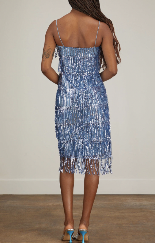 SAMSOE SAMSOE - Robe mi-longue bleu sequins  - C03352