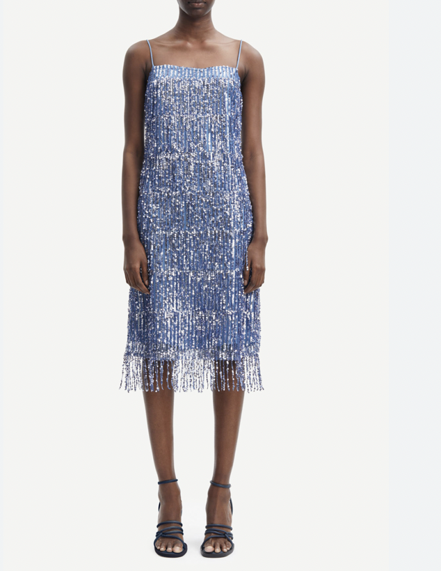SAMSOE SAMSOE - Robe mi-longue bleu sequins  - C03352