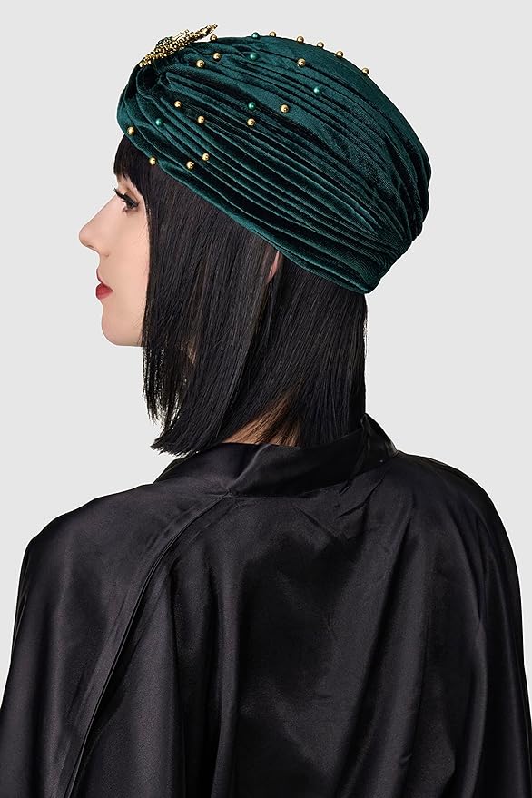 BABEYOND- Headband vert à perles et broche - A1280