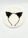 Serre-tête oreilles de chat noir dentelle - A1282
