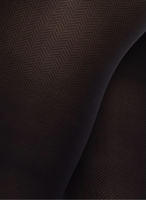 Collants Nina Chevrons 40 Deniers - Noir - Swedish Stockings