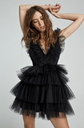 ANIYE BY - Robe courte noire froufrou - C02725