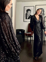 Pedro Del Hierro - Robe noire longue sequins - C03366