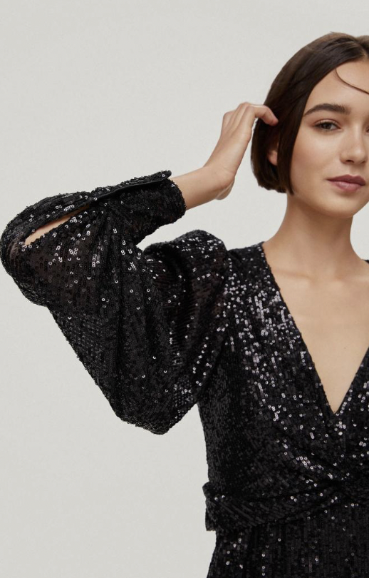 Pedro Del Hierro - Robe noire longue sequins - C03366