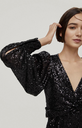Pedro Del Hierro - Robe noire longue sequins - C03366