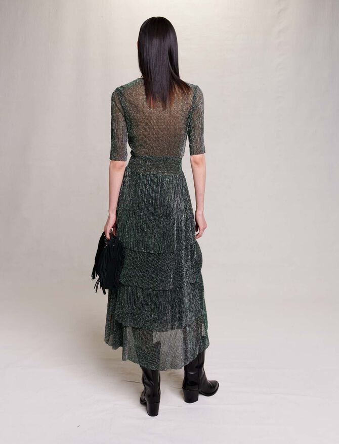 MAJE - Robe verte lurex  - C03437