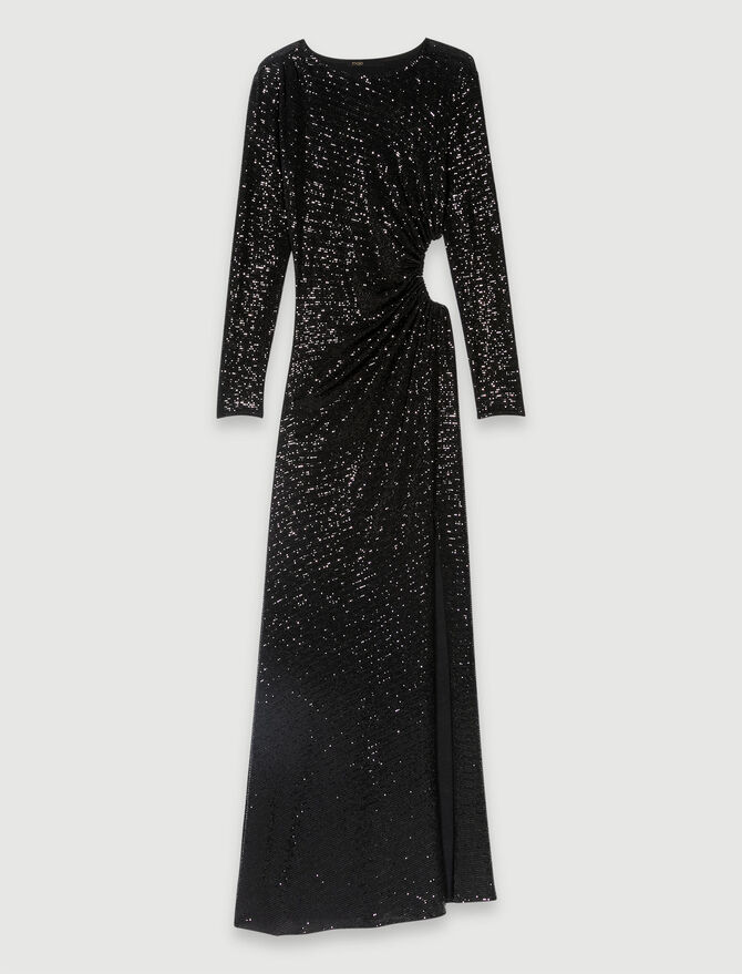 MAJE - Robe longue noire sequins  - C03438