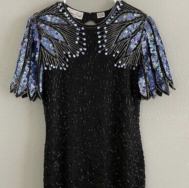 LAURENCE KAZAR - Robe noire argent vintage - C03402