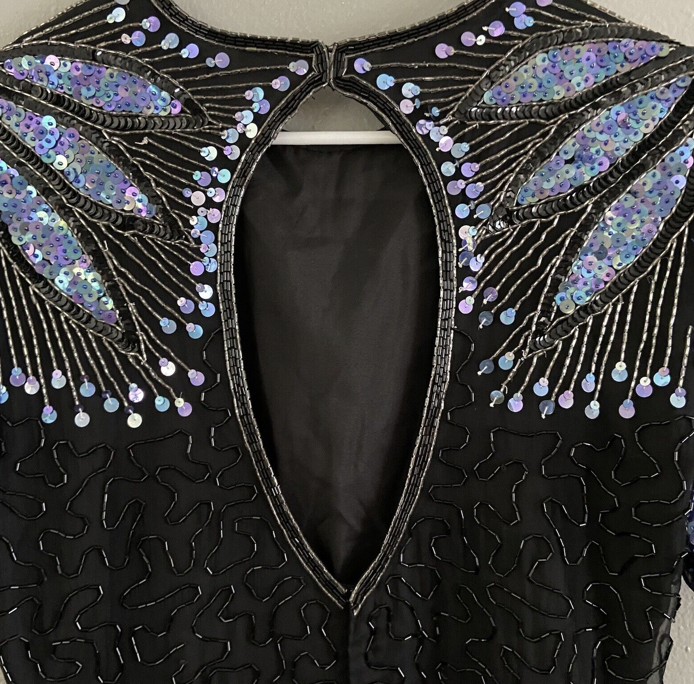 LAURENCE KAZAR - Robe noire argent vintage - C03402