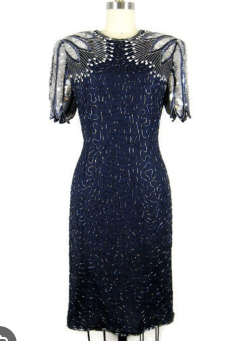 LAURENCE KAZAR - Robe noire argent vintage - C03402