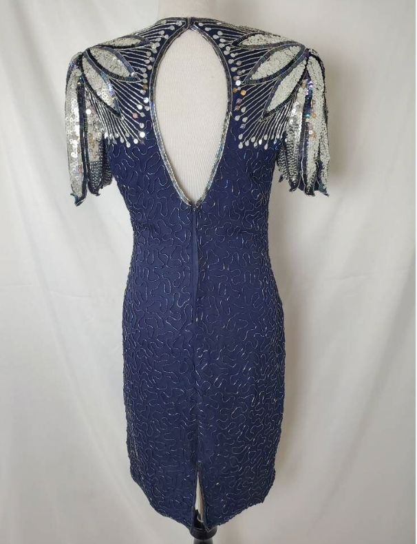 LAURENCE KAZAR - Robe noire argent vintage - C03402
