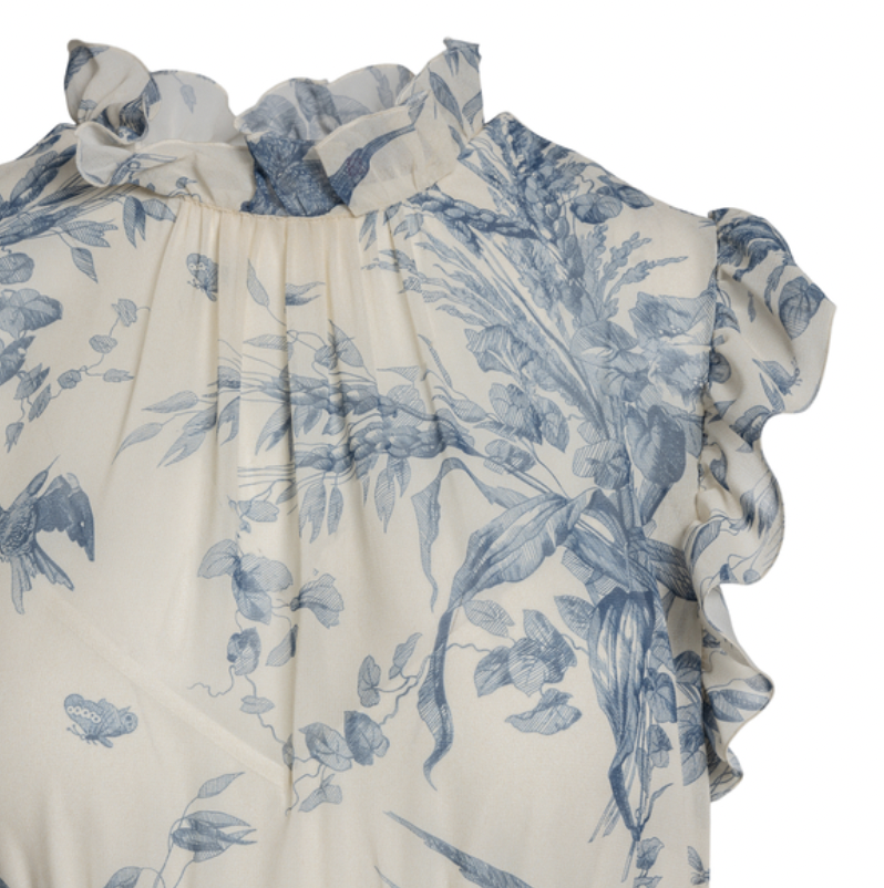 RED VALENTINO - Robe longue fleurie bleue et blanche - C03264