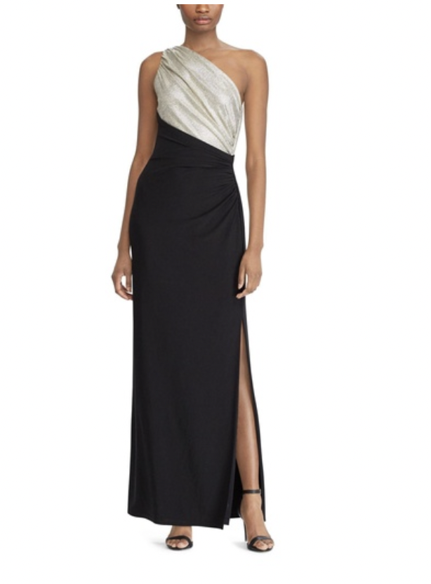 RALPH LAUREN - Robe longue noire et argent asymétrique - C02492
