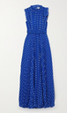 SELF-PORTRAIT - Robe longue bleue pois blanc- C02844