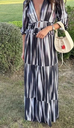 BASH - Robe Longue Rayée Argentée Noire et Mauve - C03201