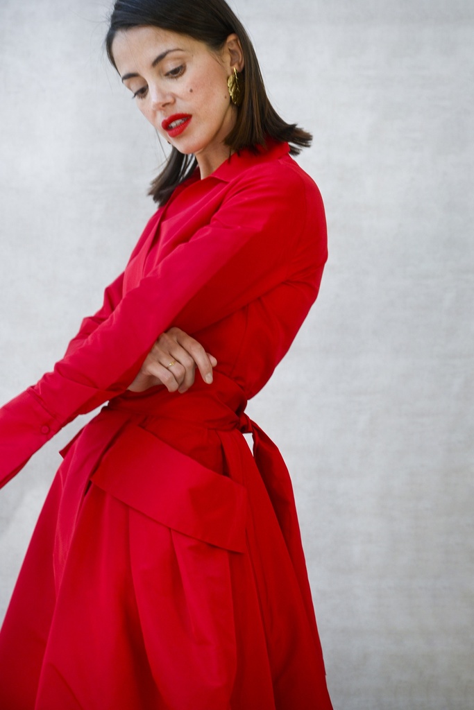 Carolina Herrera - Robe longue rouge et ceinture rouge - C02975