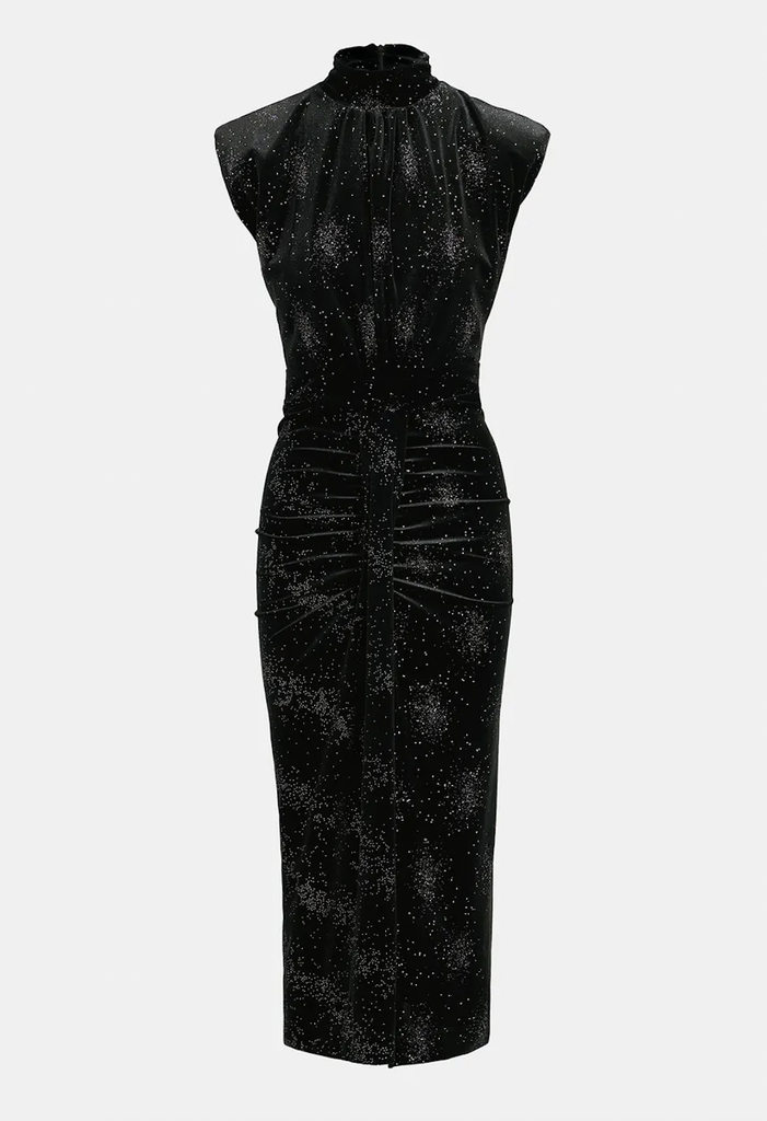 ESSENTIEL - Robe noire velours irisée - C03440