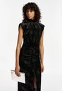 ESSENTIEL - Robe noire velours irisée - C03440