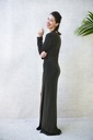 Balmain - Robe longue noire sequins dorés  - C02916