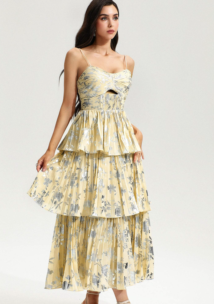 Robe mi-longue à volants  - C03451