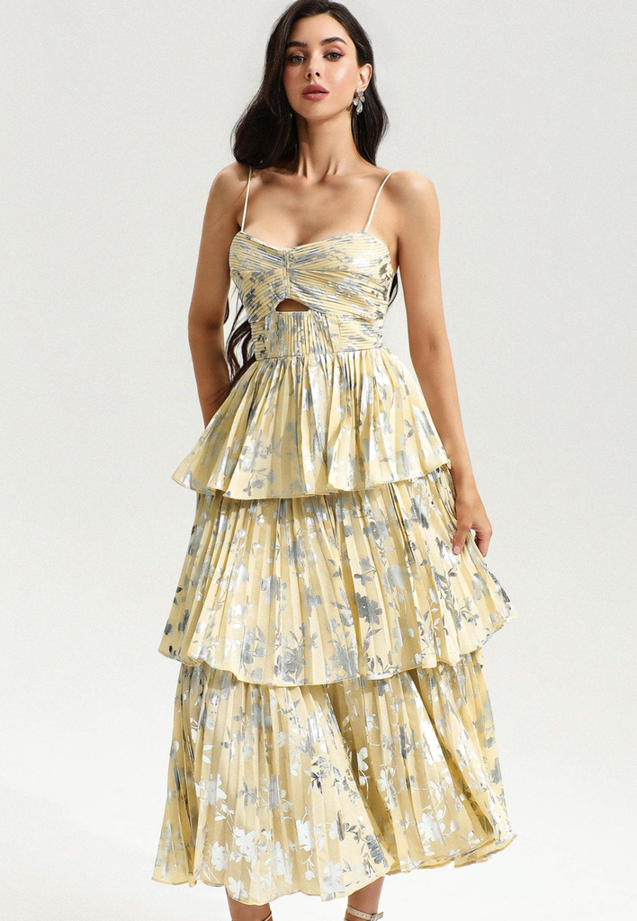 Robe mi-longue à volants  - C03451