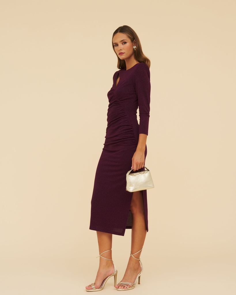 Lady Pipa - Robe irisée prune  - C03454