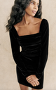 Sézane  - Robe joye noire velours - C03461
