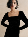Sézane  - Robe joye noire velours - C03461