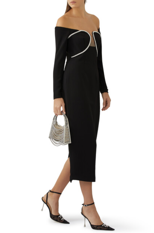ESSENTIEL - Robe mi-longue velours bleue - C03473