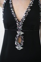 GUCCI - Robe longue noire décolleté serti de pierres - C03338