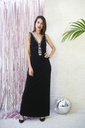 GUCCI - Robe longue noire décolleté serti de pierres - C03338