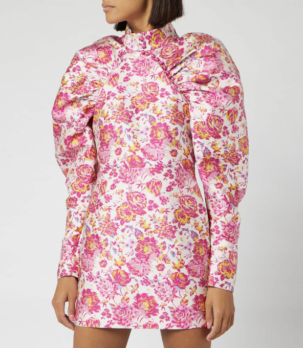 Rotate - Robe rose fleurie courte - C03481