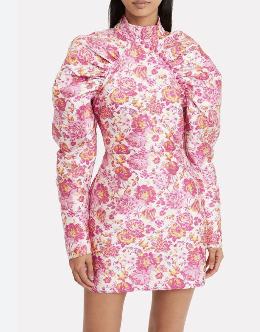 Rotate - Robe rose fleurie courte - C03481