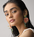 LOC - OLIVIA DAR - Bijoux - Boucles D'oreilles PARROT Vertes et Orangées - A1315