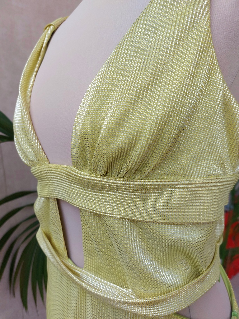 LADY PIPA - Robe longue jaune irrisée  - C03284