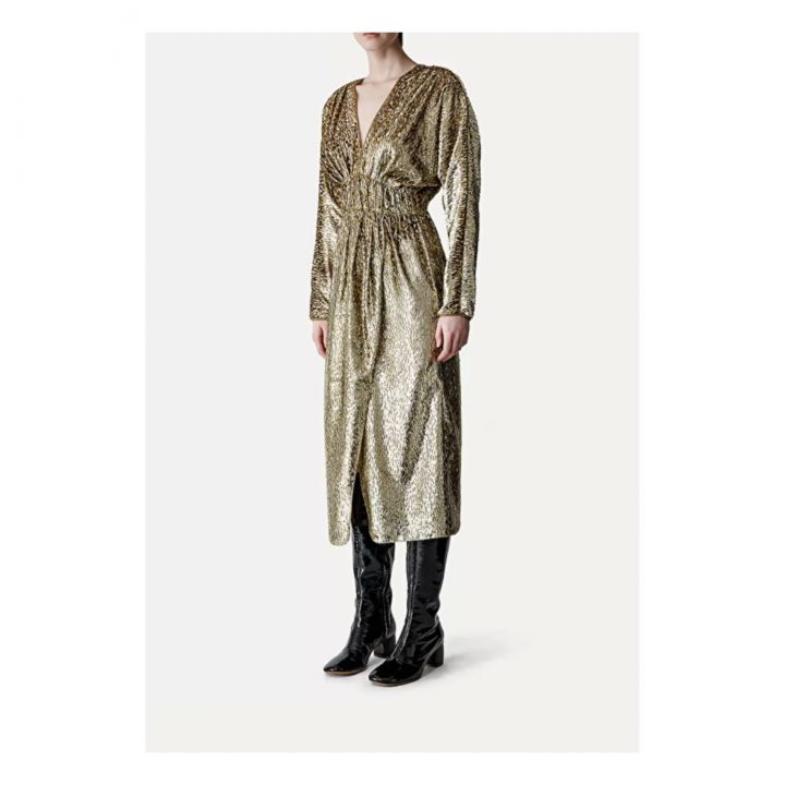 FORTE_FORTE - Robe mi-longue dorée - C03490